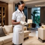 Housekeeper on white uniform